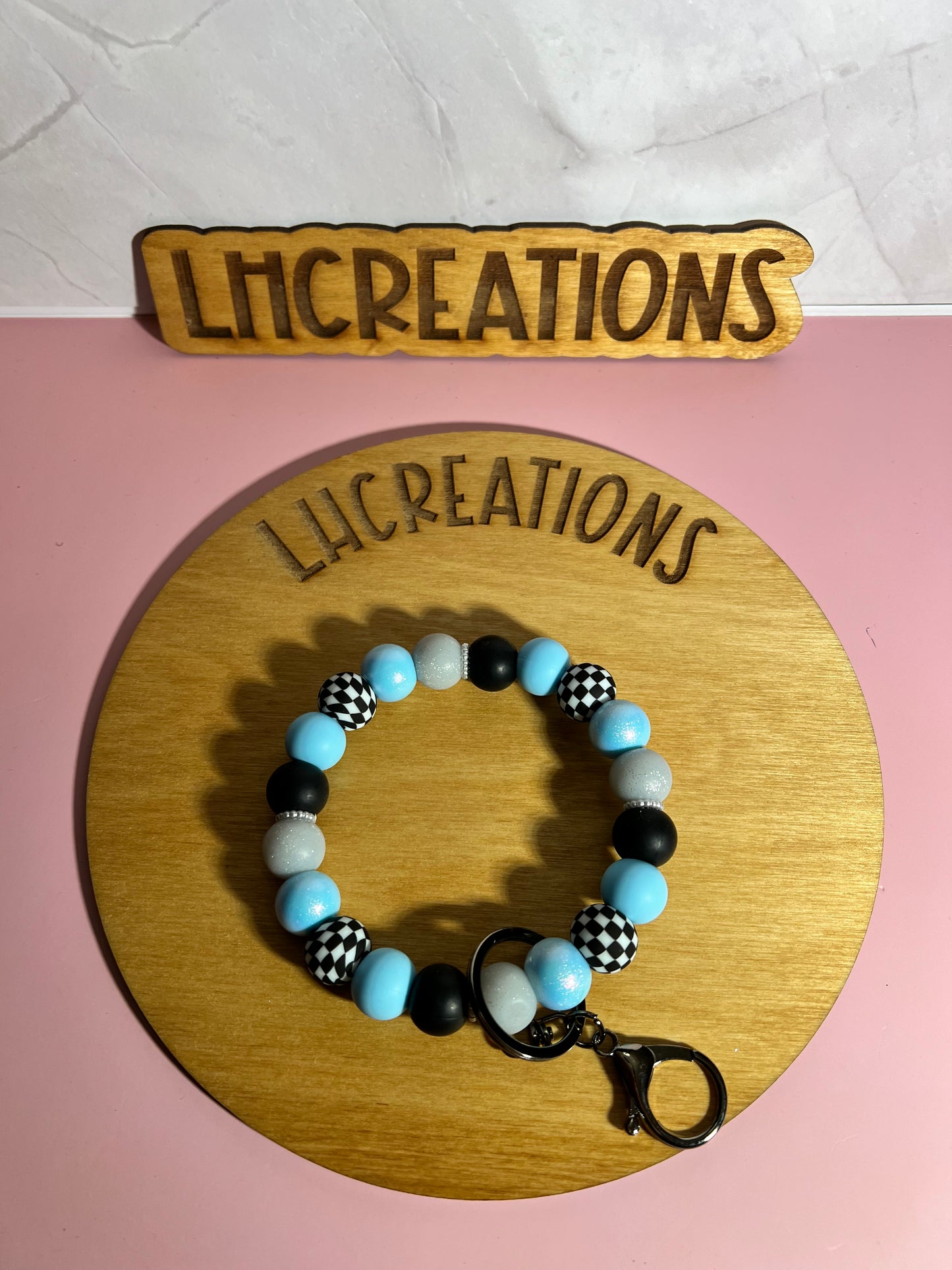 Blue Race Track Wristlet
