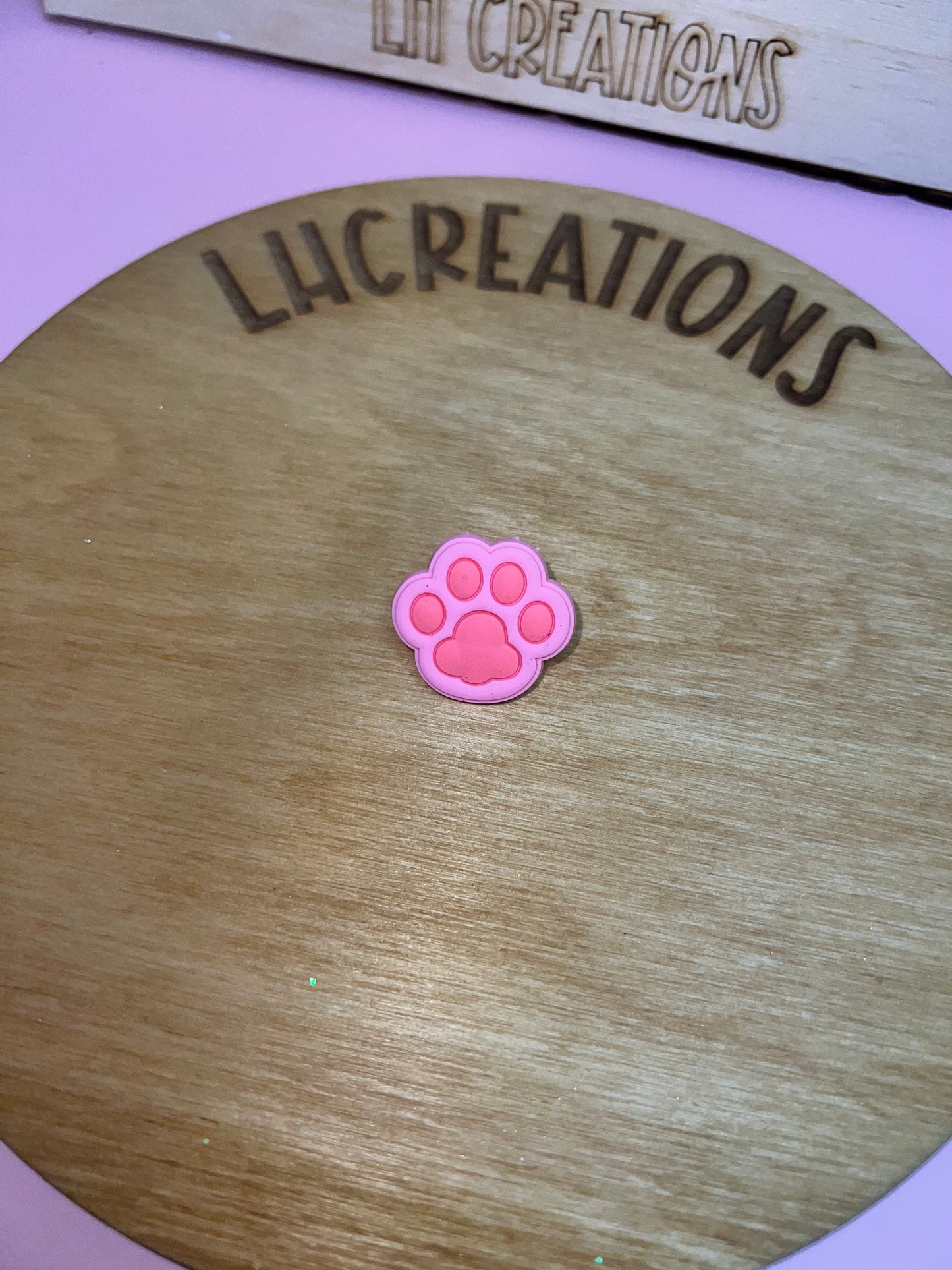 Pink Paw Print Straw Charm
