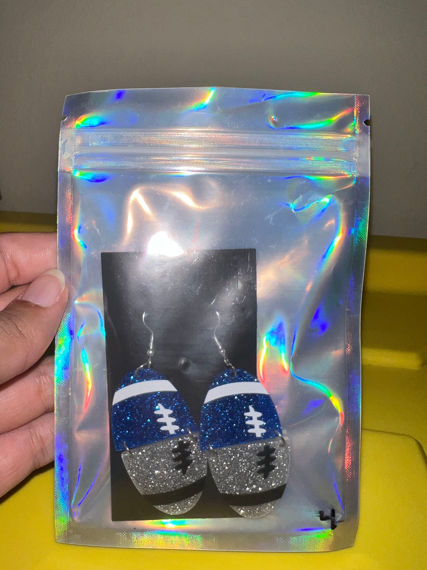 Glitter Football Earrings