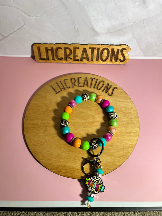 Teacher leopard wristlet