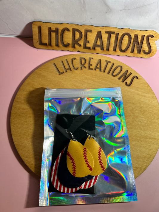 Layered softball earrings