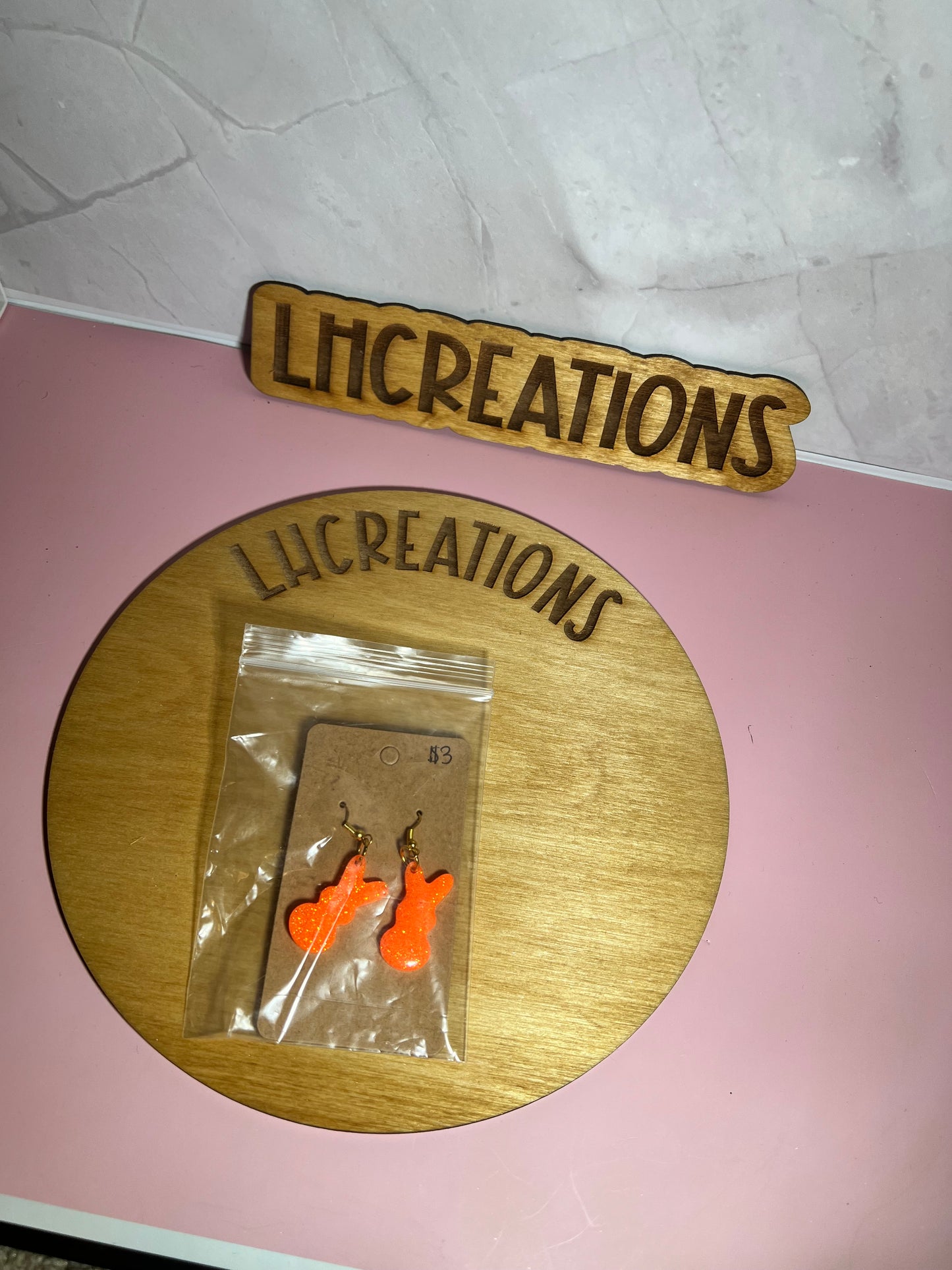 Orange bunny earrings