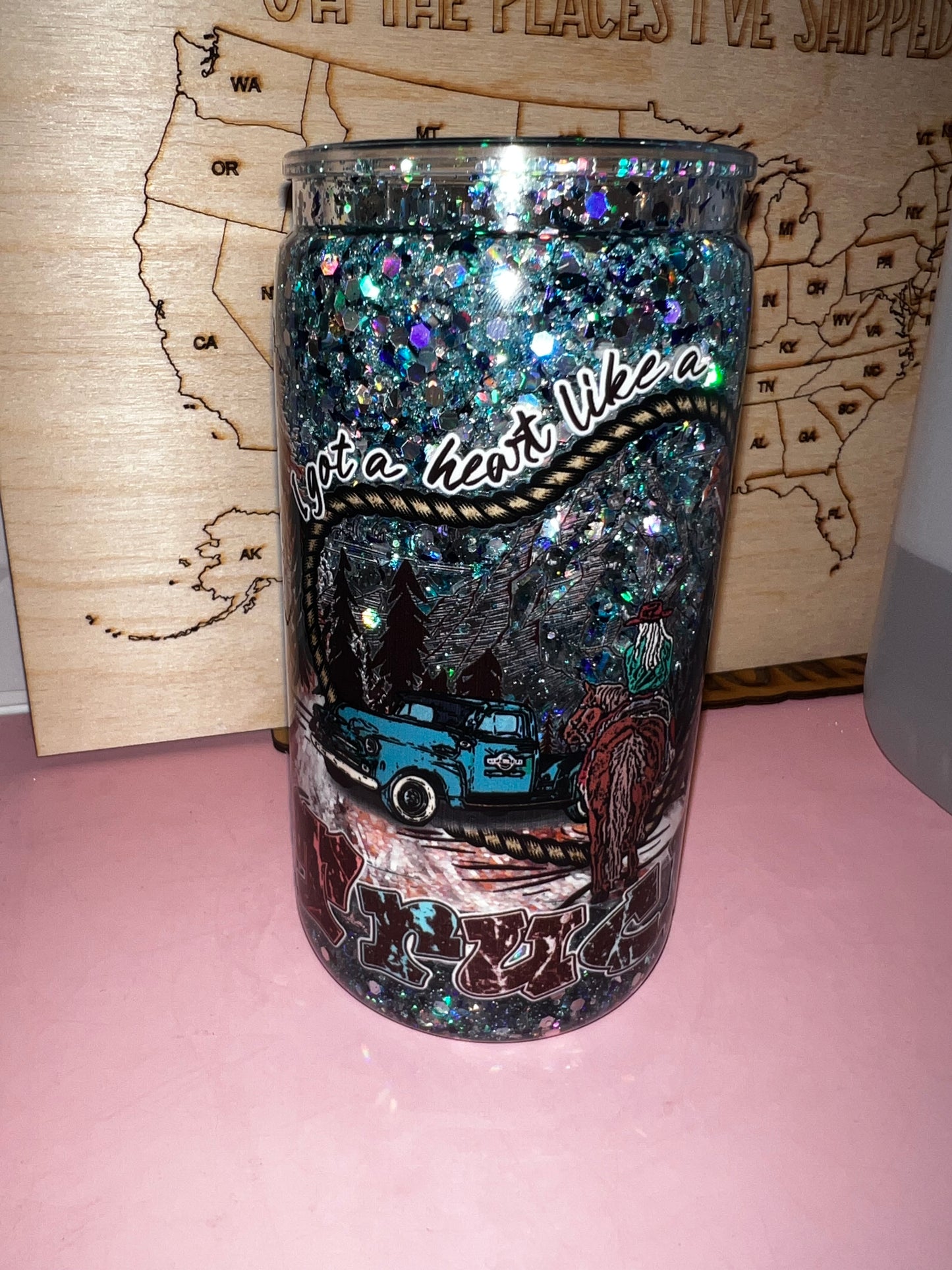 Heart Like a Truck  Glitter Snow Globe Tumbler