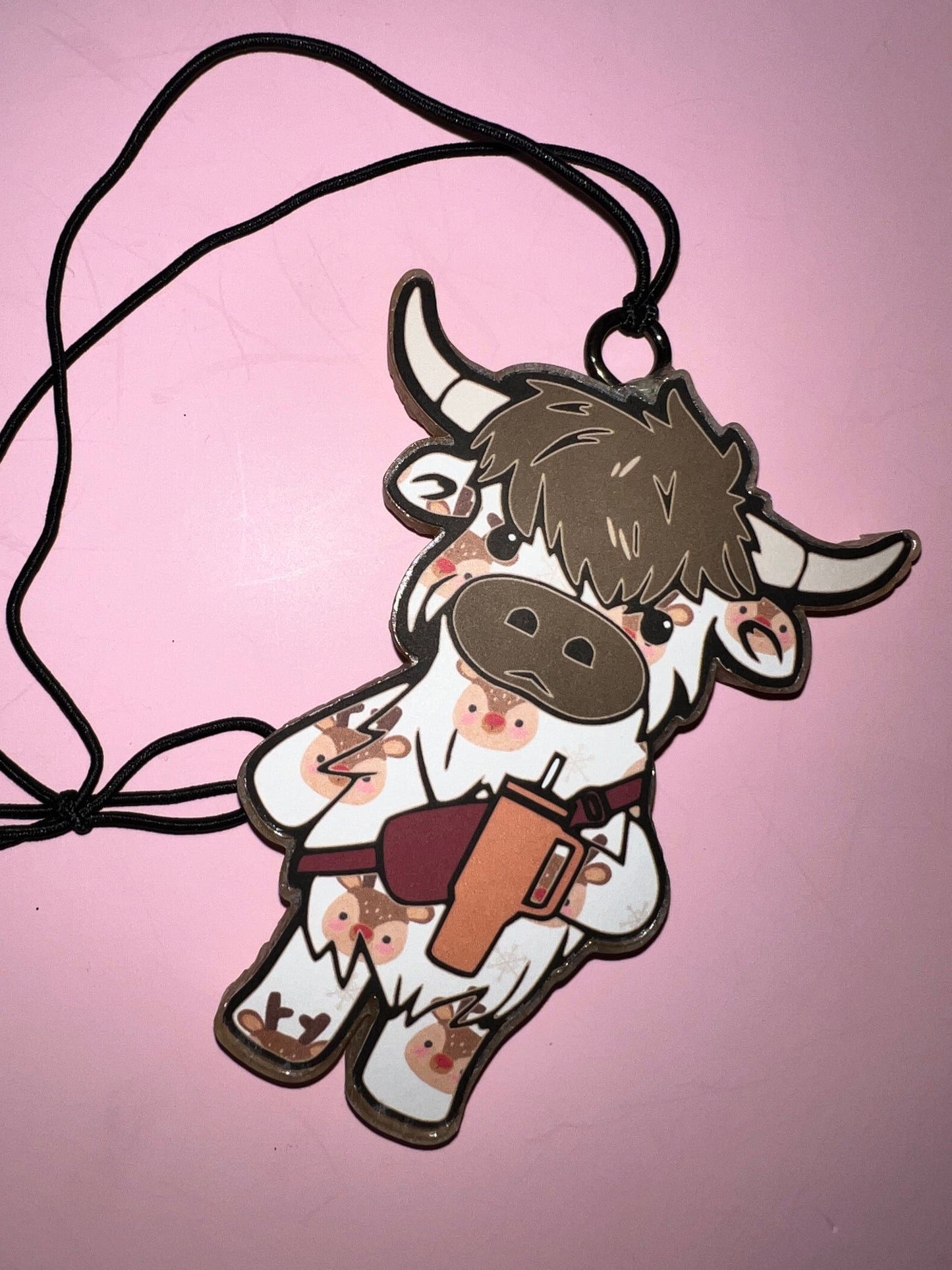 Boujee Highland Cow w/reindeer